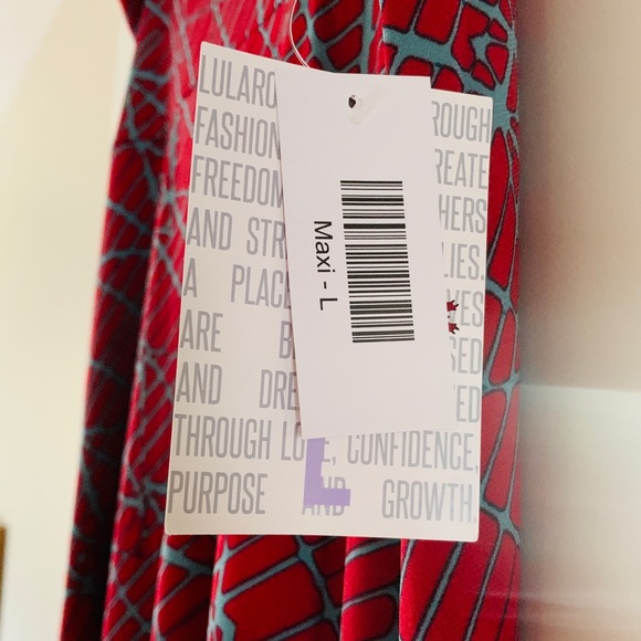 L LuLaRoe Maxi in Brilliant Red and Teal - Picture 3 of 5